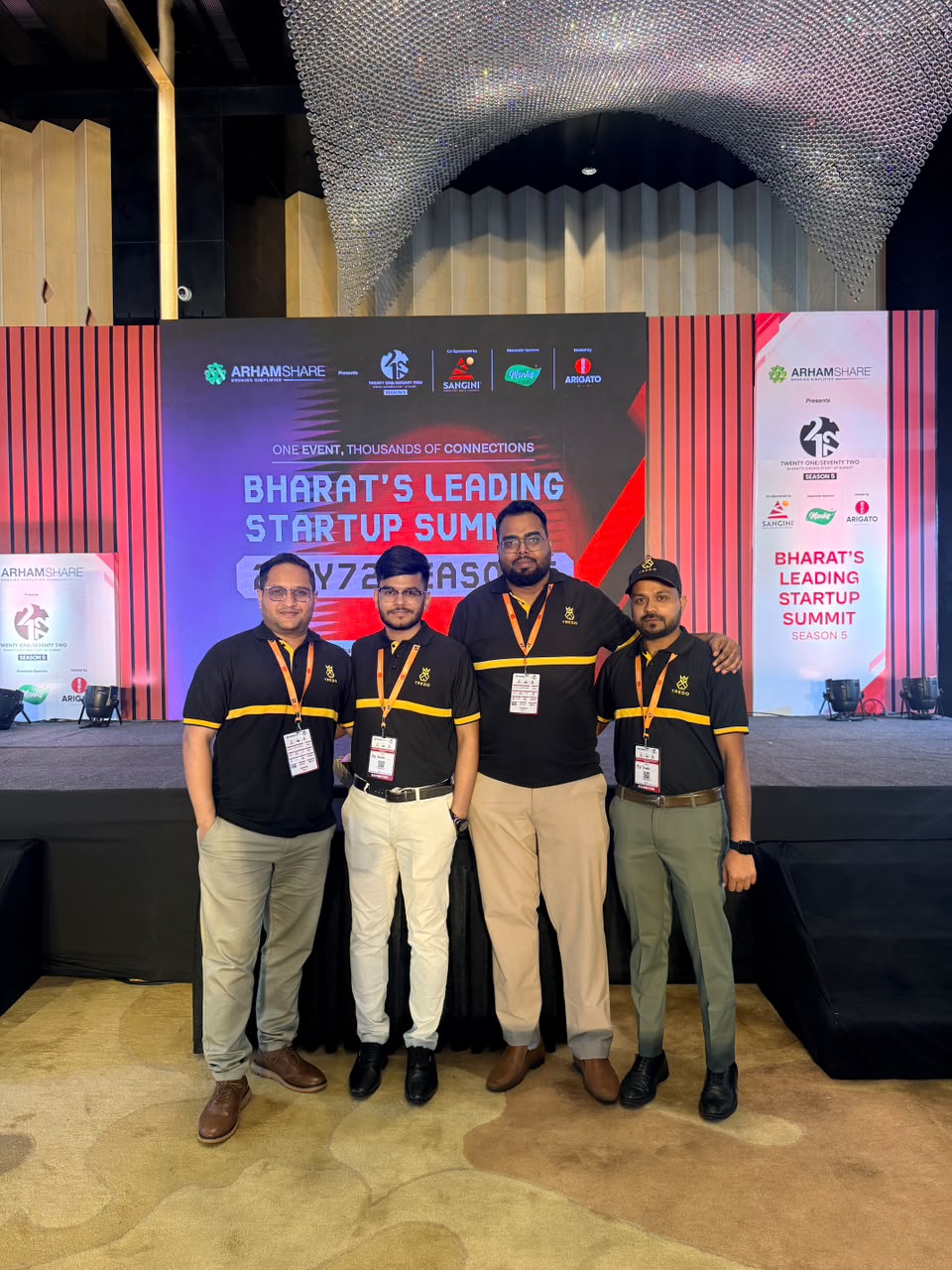 Team Tredo in front of the Bharat's Leading Startup Summit Season 5 stage