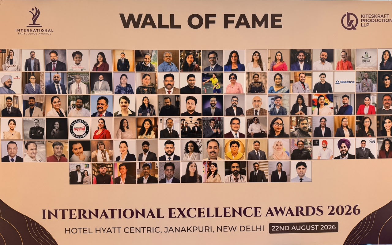 Wall of Fame board at the International Excellence Awards 2026